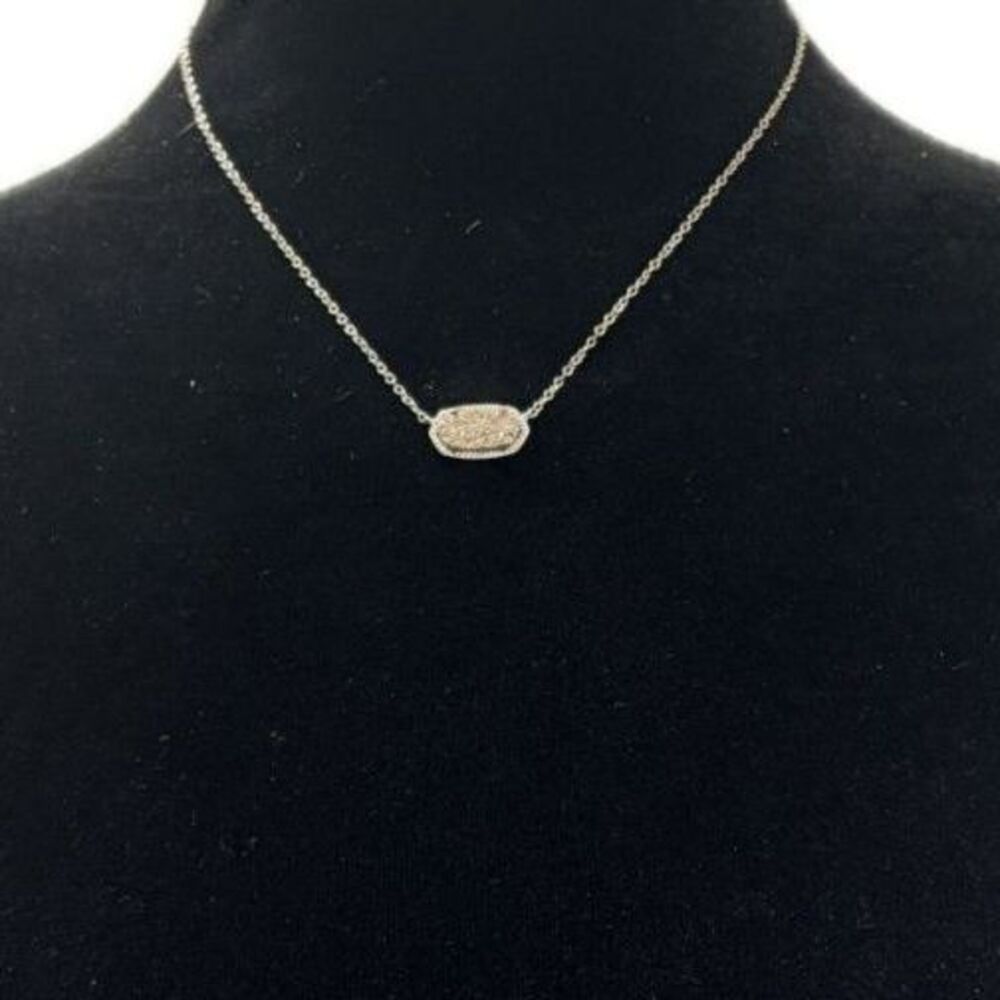 Kendra Scott Sparkling Platinum Drusy Elisa Pendant Necklace - Silver Tone